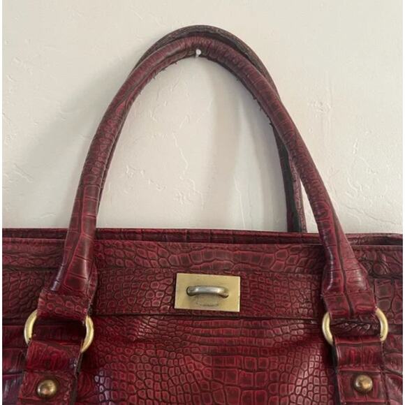 Red Vintage Bueno Croc Style Handbag‎ Handle Kelly Style Gold Hardware - Picture 16 of 16